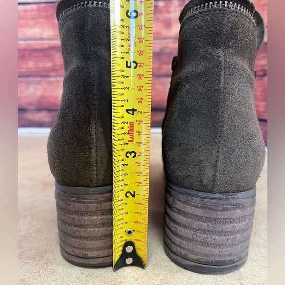 Miz Mooz Suede Grover Ruched Scrunchy Forest Green Side Zip Ankle Bootie - Picture 6 of 14